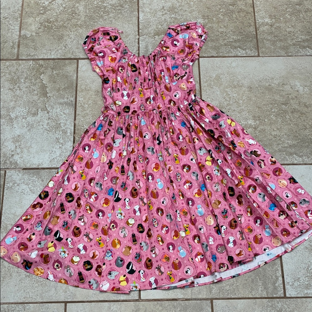 Disney Pink Midi Dress with Dogs of Disney Character Medallions - Picture 6 of 8